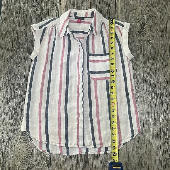 VINCE CAMUTO Womens Sleeveless Button Shirt Size XS %100 Linen - Picture 4 of 6